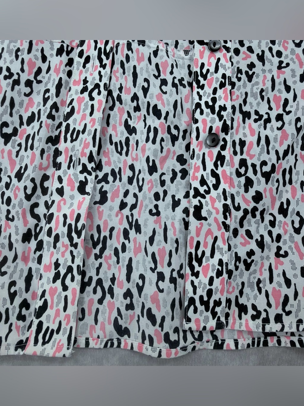 Alex Marie Pink and Black Leopard-Print Button-Down Blouse - Picture 3 of 9